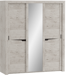 Шкаф трехдверный Соренто с раздвижными дверями Дуб бонифаций/Кофе структурный матовый в Таре - tara.katalogmebeli.com | фото 1
