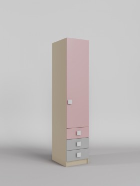 Шкаф угловой (секция с ящиками) Грэйси (Розовый/Серый/корпус Клен) в Таре - tara.katalogmebeli.com | фото
