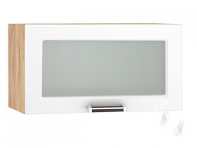 Шкаф верхний со стеклом Прага ШВГС 600 (Белое дерево/корпус дуб крафт золотой) в Таре - tara.katalogmebeli.com | фото