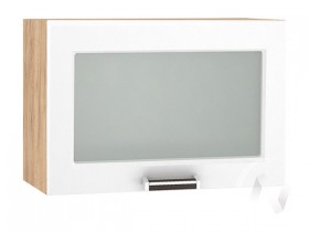 Шкаф верхний со стеклом Прага ШВГС 609 (Белое дерево/корпус дуб крафт золотой) в Таре - tara.katalogmebeli.com | фото
