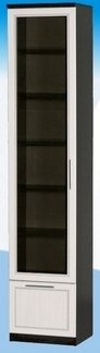 Шкаф высокий с ящиком и стеклодверью ДЛЯ ГОСТИНОЙ ШВЯС-450 Венге/Дуб выбеленный в Таре - tara.katalogmebeli.com | фото