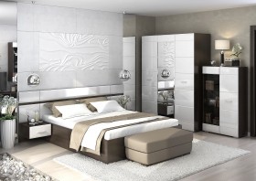 Спальня Вегас (Венге/Белый глянец) в Таре - tara.katalogmebeli.com | фото