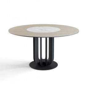 Стол круглый Rotor (160), шпон + керамика светлая в Таре - tara.katalogmebeli.com | фото
