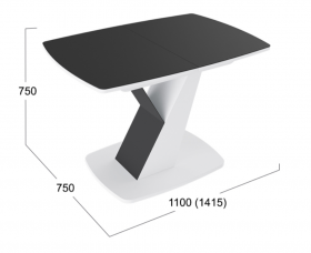 Стол обеденный «Гарда» Тип 1 (Белый/Стекло матовое черный графит) в Таре - tara.katalogmebeli.com | фото 3