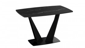 Стол раздвижной «Фабио» Тип 1 (Черный муар/Стекло черное) в Таре - tara.katalogmebeli.com | фото 5