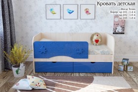 Техно Кровать детская 2 ящика 1.6 Синий глянец в Таре - tara.katalogmebeli.com | фото
