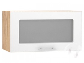 Шкаф со стеклом Валерия-М ШВГС-600 (Белый глянец/Дуб Крафт Золотой/верхний/горизонтальный) в Таре - tara.katalogmebeli.com | фото