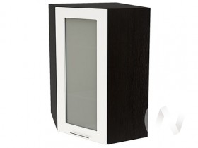 Угловой шкаф со стеклом Валерия-М ШВУС-599 (Белый глянец/Венге/верхний/высокий) в Таре - tara.katalogmebeli.com | фото